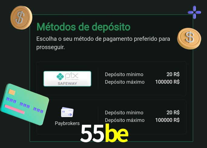 O cassino 55be oferece uma grande variedade de métodos de pagamento